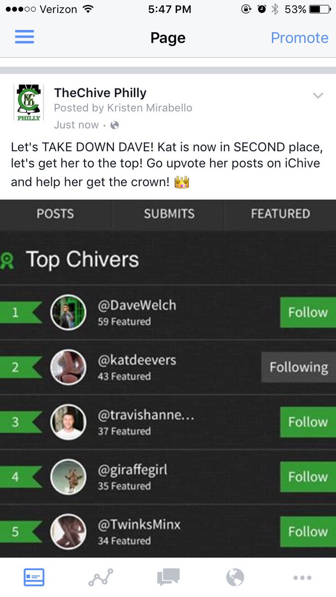 theChivePhilly's tweet image. Kristen said I needed to post this 😂
Go vote for @katdeevers please 👍🏻
(Tweeting about myself in 3rd person is odd)