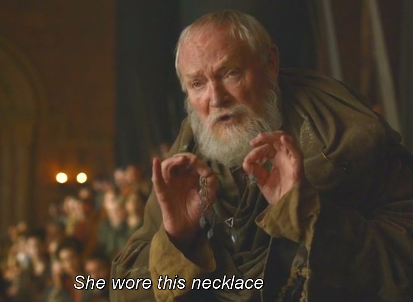 Albino_Direwolf's tweet photo. Why did Littlefinger throw the necklace onto Ser Donto's dead body?
#GoT50 #TheLawsOfGodsAndMen #GameOfThrones https://t.co/RR8VJmlXre