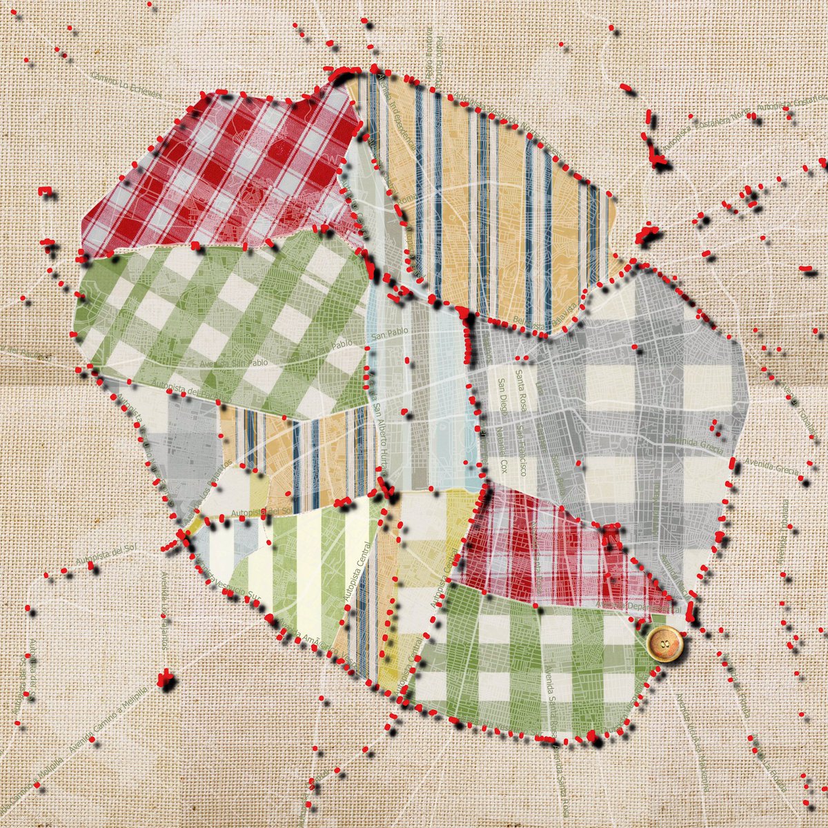 crisgeoart's tweet photo. "Vespucio Pocket" - Santiago made with stripes as arpileras. #map #art https://t.co/MQ5hA7Ox0D