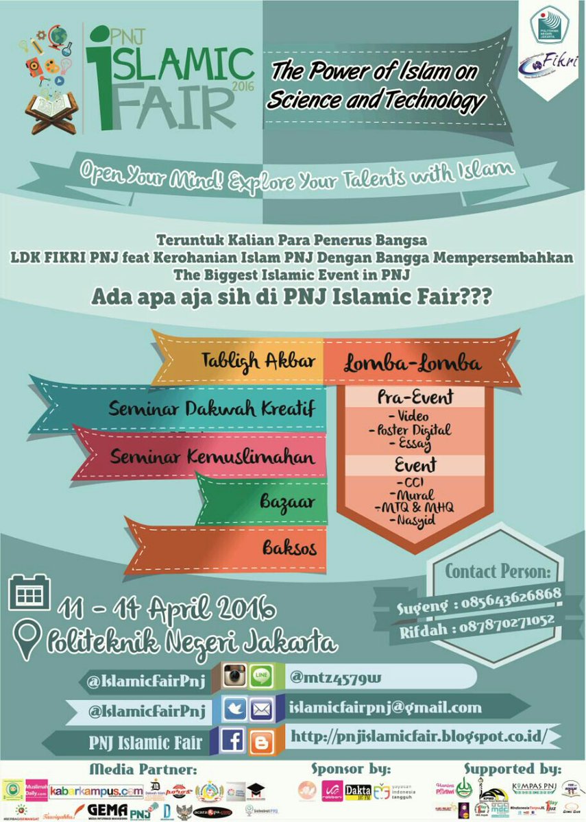 IslamicFairPNJ's tweet photo. Yuk ikut! :D @kompaspnj @DaimVoice @PNJ_TV @SahabatPNJ @redaksigemapnj @porosfm @MPPNJ @PNJMengajar2016 @ANSOSPNJ https://t.co/uuC74JetJD