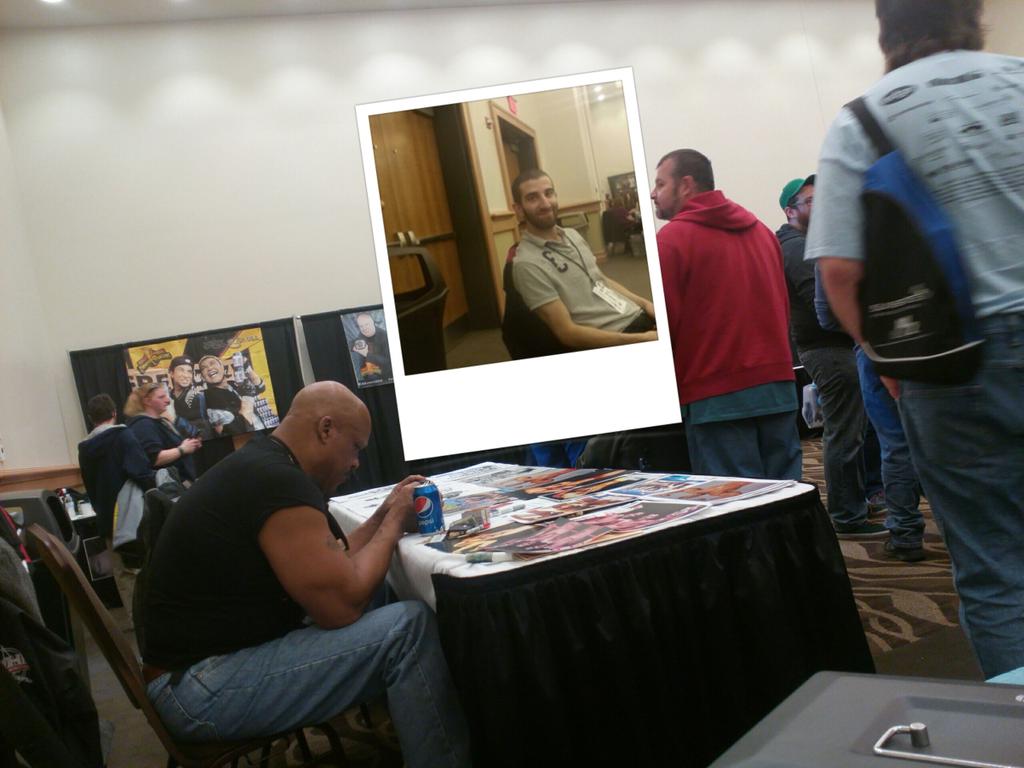 MonkeyOs's tweet photo. Had a very entertaining neighbor at #bctc2016 today. Good man! Legend Tony Atlas https://t.co/i8tJsHO1GA