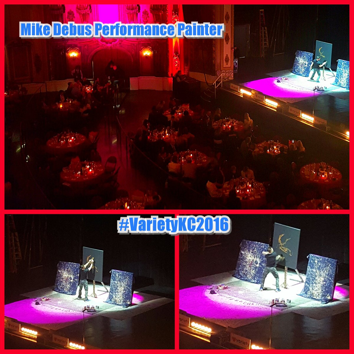 MikeDebusLive's tweet photo. Performance Painter Mike Debus is live, shining bright for the kids. #VarietyKC2016 @VarietyKC @TheWinsomeWay https://t.co/iXNC0MqYRq