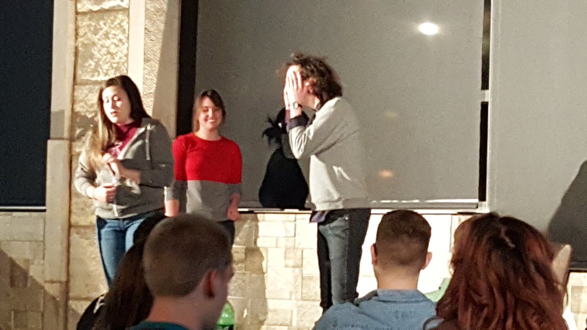 MUImprov's tweet image. .@8thfloorimprov on the stage repping Ohio State. #CoMotion