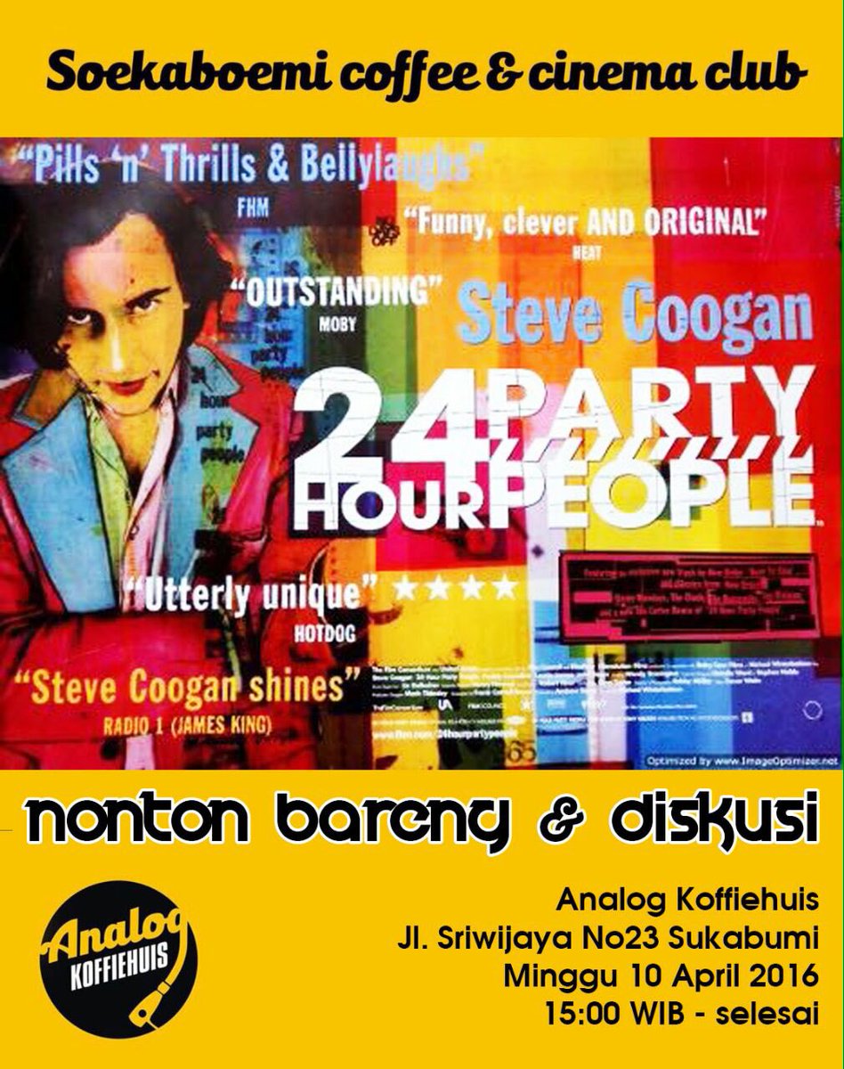 Hari ini, seperti biasa minggu kedua setiap bulan, bersenang-senang dengan <a href="/SoeCCinema/">SMI Coffee & Cinema</a> .
Nonton film dan diskusi.