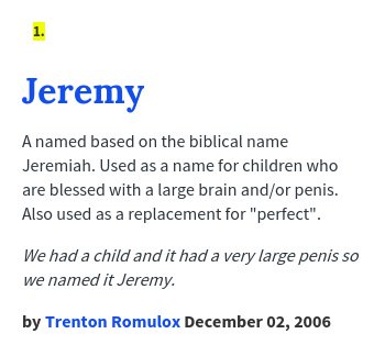 Urban Dictionary On Twitter Maldonaddict Jeremy A Named Based On The Biblical Name Jeremiah Used As A N Https T Co 8aqhlhaxln Https T Co Svndltwrmc Twitter