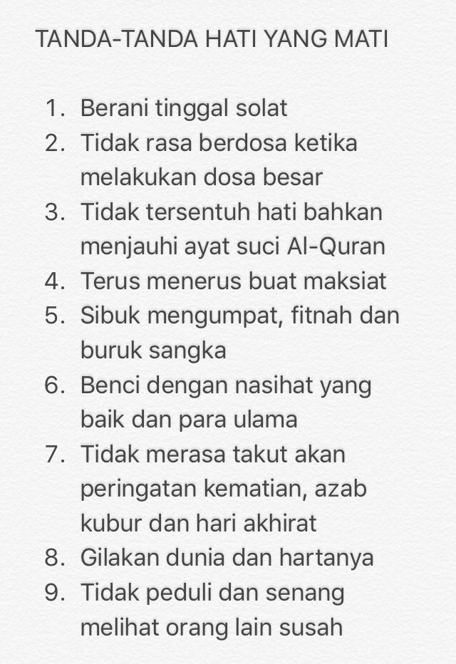 Buletin En Twitter Tanda Tanda Hati Sudah Mati Renungkan Dan Selamat Beramal Https T Co Kgqwhfu7cn Twitter