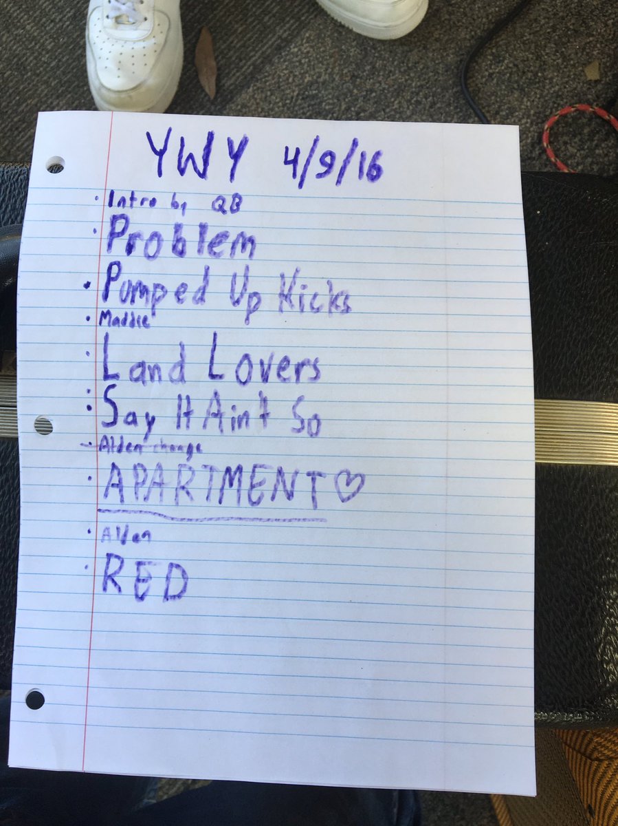 ywyband's tweet photo. Set list from today's gig at @QueenBeeCoffee 💜 thanks to those who came out https://t.co/dbbf6hE04E