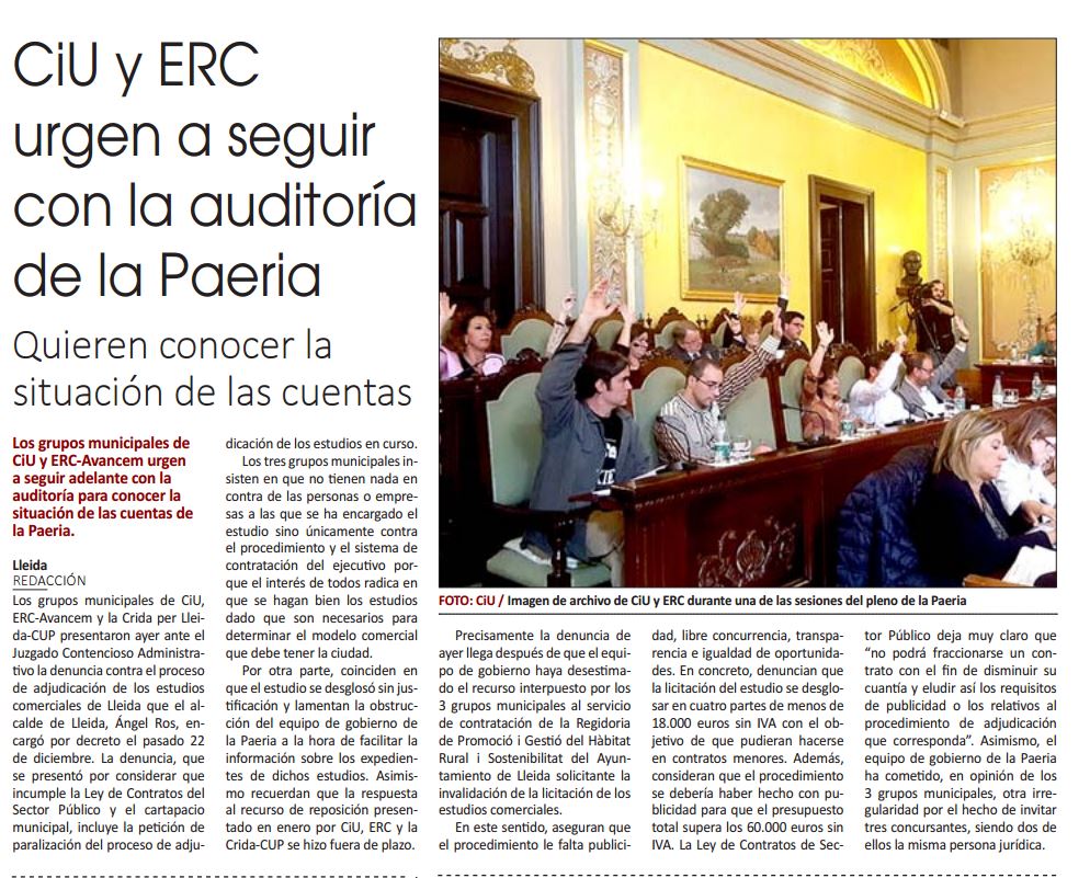 juntsxcatpaeria's tweet photo. Cal tirar endavant l'auditoria per conèixer els comptes de @paerialleida.No més #incompliments de l'equip de govern! https://t.co/XBzNQsa7DG