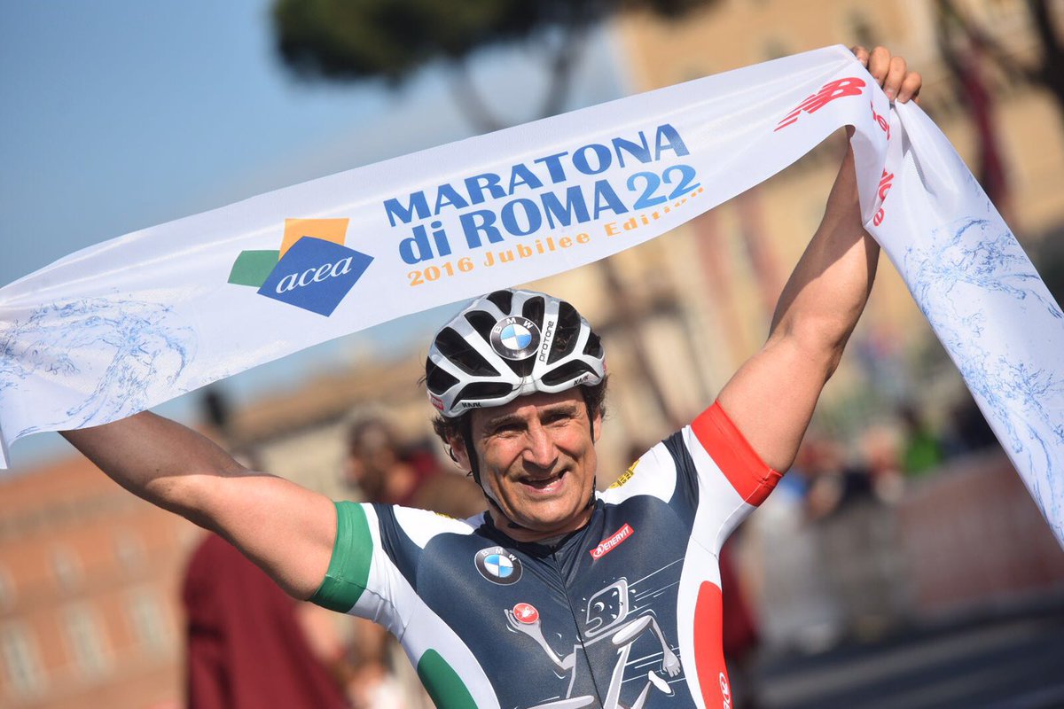 rrtm2021's tweet photo. Alex Zanardi @lxznr did it again! For the 5th time king of Rome, with new record (1:09.15). #IRunRome https://t.co/ERpXdJVWDq