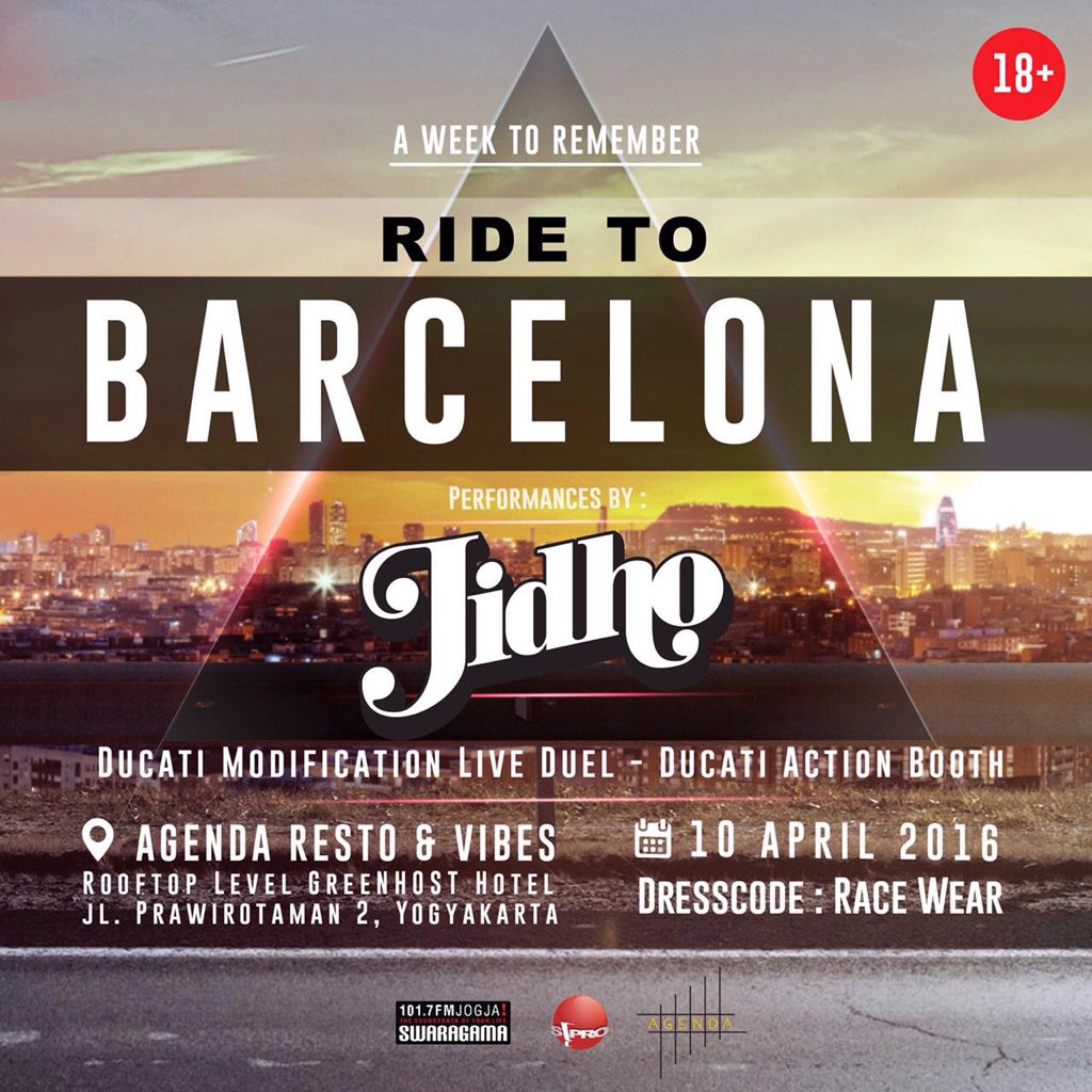 jalanbhakti's tweet photo. A week to remember #RidetoBarcelona W/ DJ @jidho | Sunday, 10 April 2016 at @Agenda_id | Dress code : race wear https://t.co/ETPfcym6NH