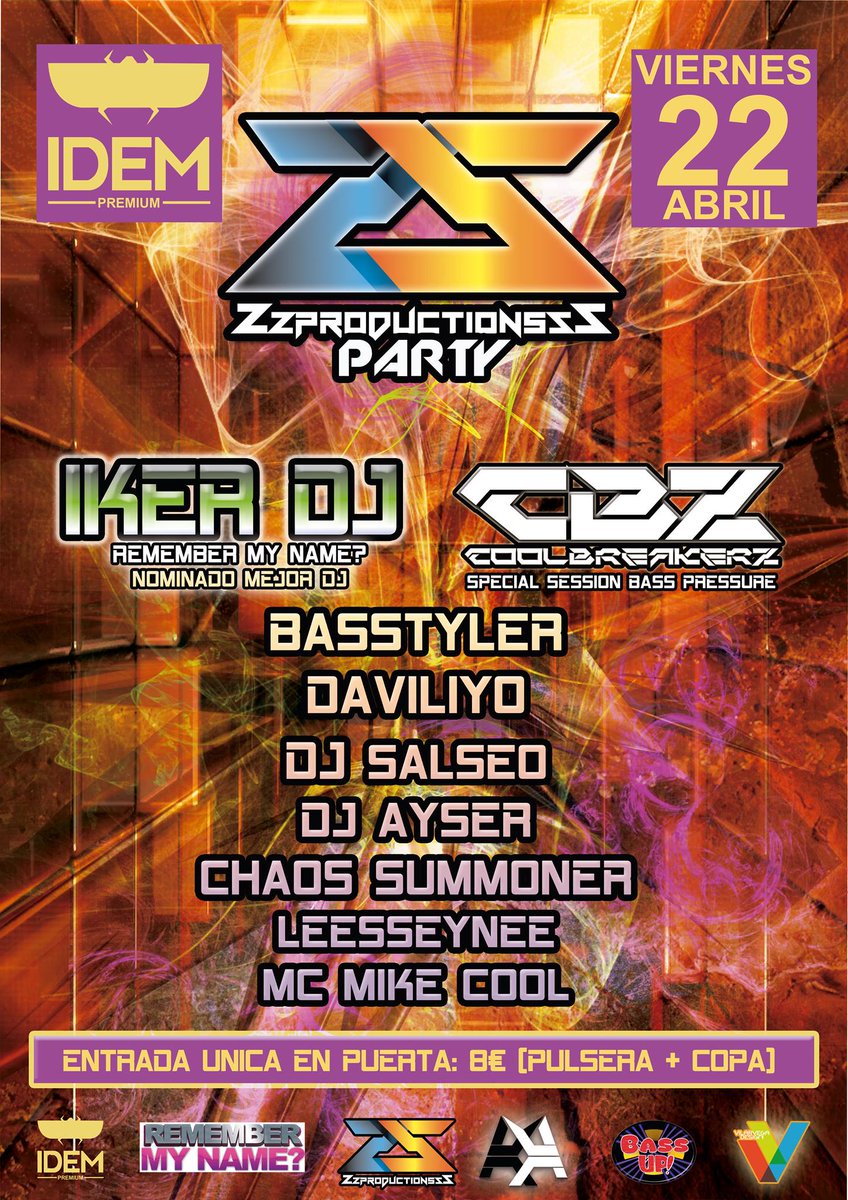 RememberMyName4's tweet photo. ZzproductionszZ Party  @ discoteca IDEM viernes 22 de abril https://t.co/e2fiuzfkNW