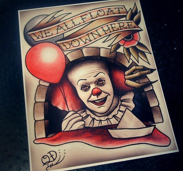 pennywise in Old School Traditional Tattoos  Search in 13M Tattoos  Now  Tattoodo