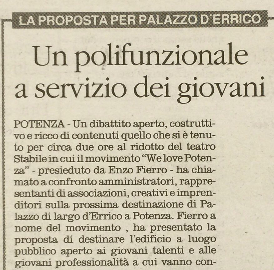 WePotenza's tweet photo. Scrivono di noi, after #openpalazzoderrico #scud2016 @LaNuovadelSud @quotidianoweb https://t.co/LpA8tA7D7G