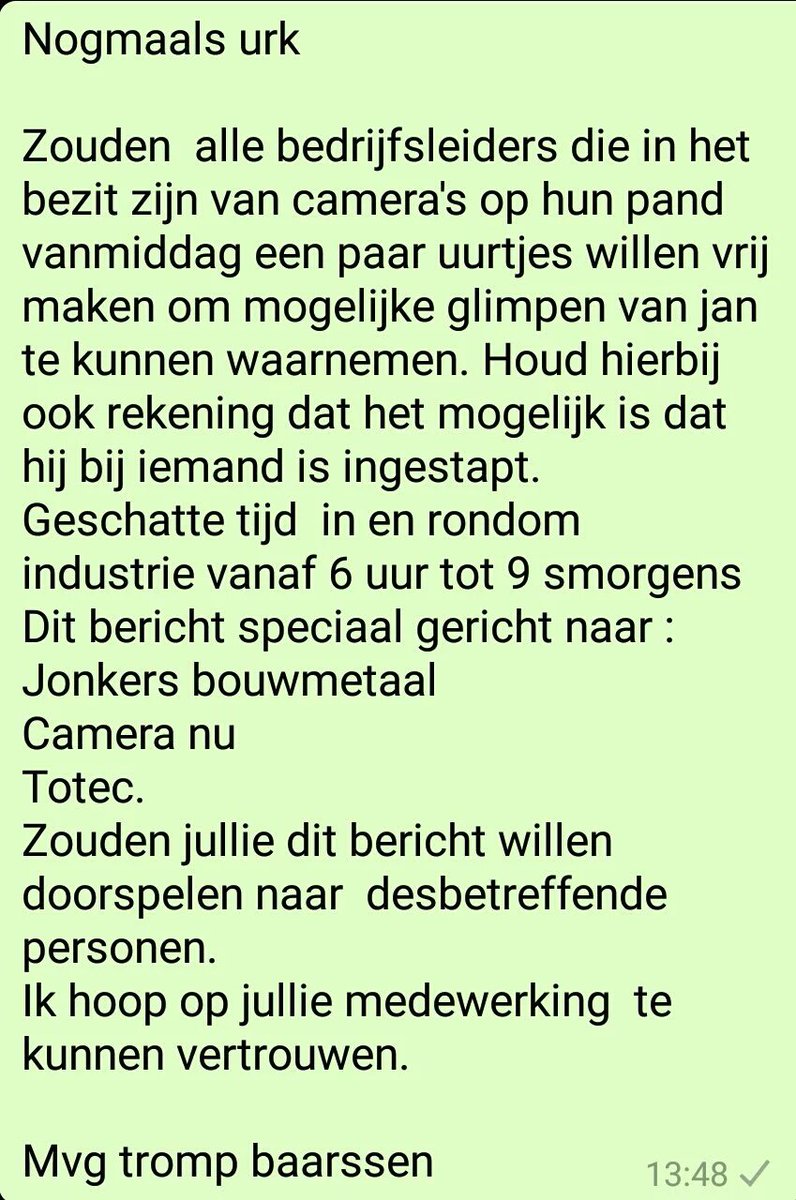 #nou Verzoek van Tromp Baarssen: