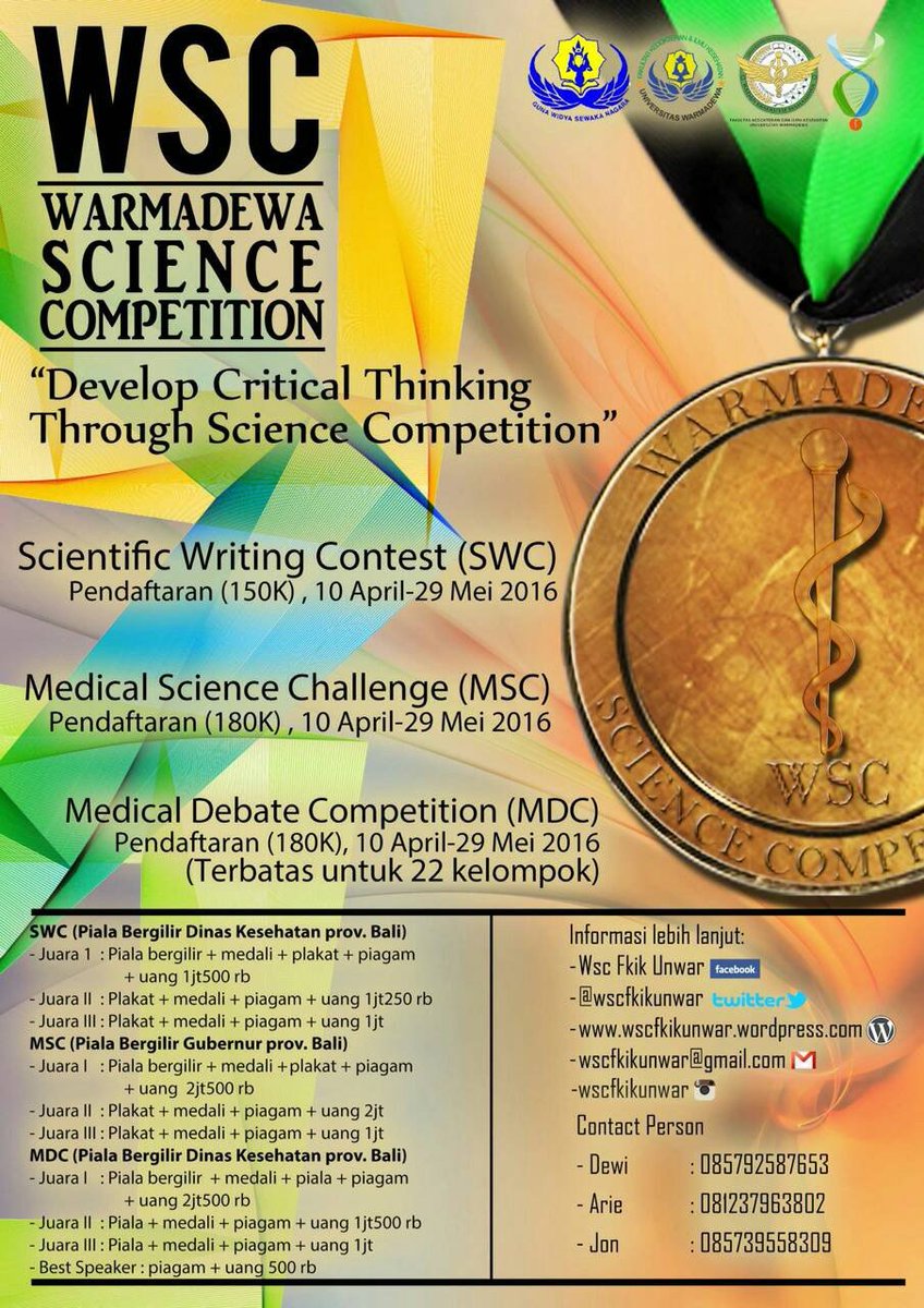 Pendaftaran Warmadewa Science Competition (WSC) 2016Warmadewa Science Competition (WSC) 2016 wscfkikunwar.wordpress.com/2016/04/10/pen…