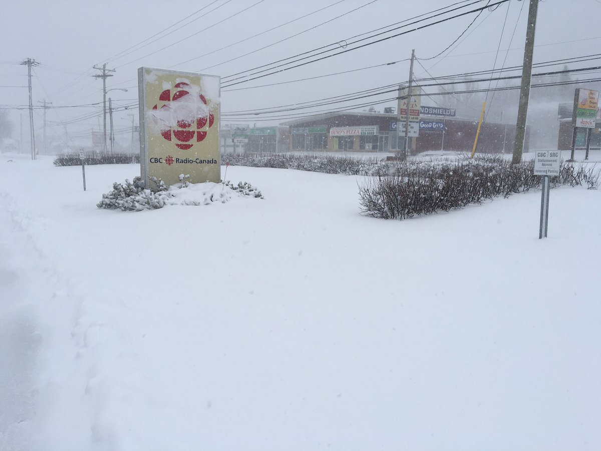 JDoriaBrownCBC's tweet photo. Messy drive in to work today, many streets not yet cleared, still a lot of snow on the roads, drive carefully #PEI https://t.co/imwLaaQfMB