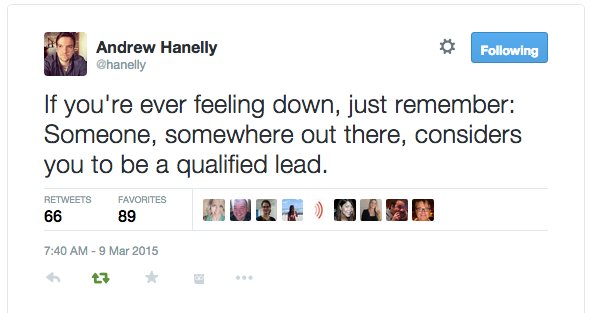 CrappyMarketing's tweet photo. Don’t get down on yourself. #QualifiedLead https://t.co/E5vKh7rABN