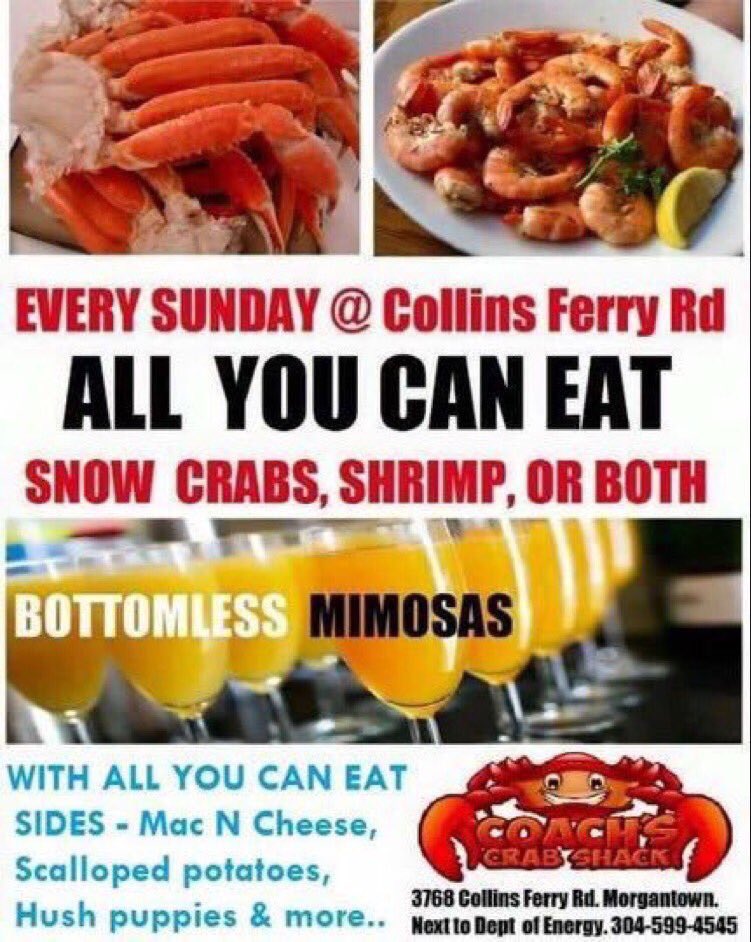 It's All You Can Eat Snow crab + Shrimp at Collins Ferry today #SundayFunday