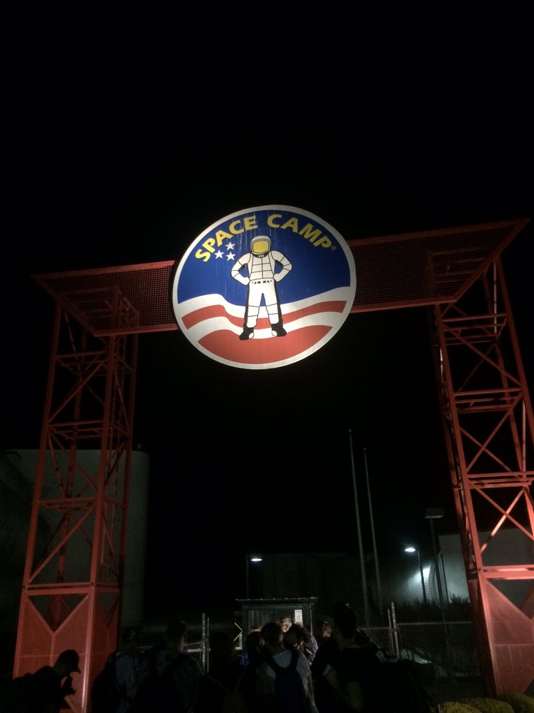 Late night arrival at Space Camp with 22 very excited teenagers! :-)