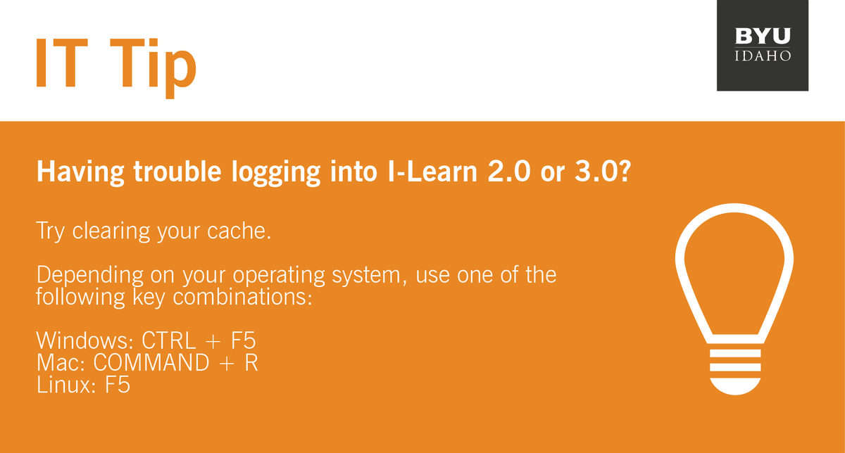 byui_it's tweet photo. Having trouble logging into I-Learn 2.0 or 3.0? #ITBYUI #iLearn3 https://t.co/si9NL7hMbn