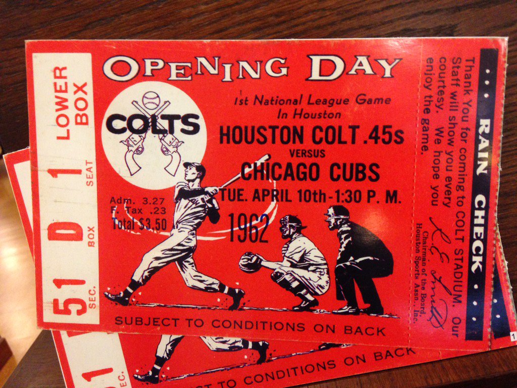 Today in 1962, the Houston Colt .45s play their 1st Major League game, beating Cubs 11-2.