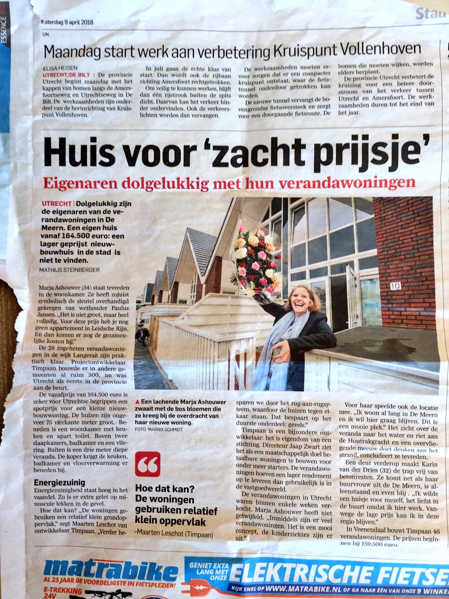 MaartenLeschot's tweet photo. Artikel @ADnl Huis voor 'zacht prijsje' oplevering @TimpaanNL @Verandawoning @Slingerak #DeMeern @GemeenteUtrecht https://t.co/PP5xigxhgk