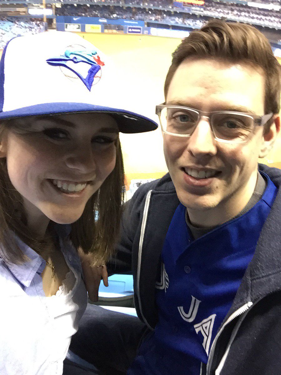 JenMeats's tweet image. First game as husband and wife! Go Jays go! #OurMoment