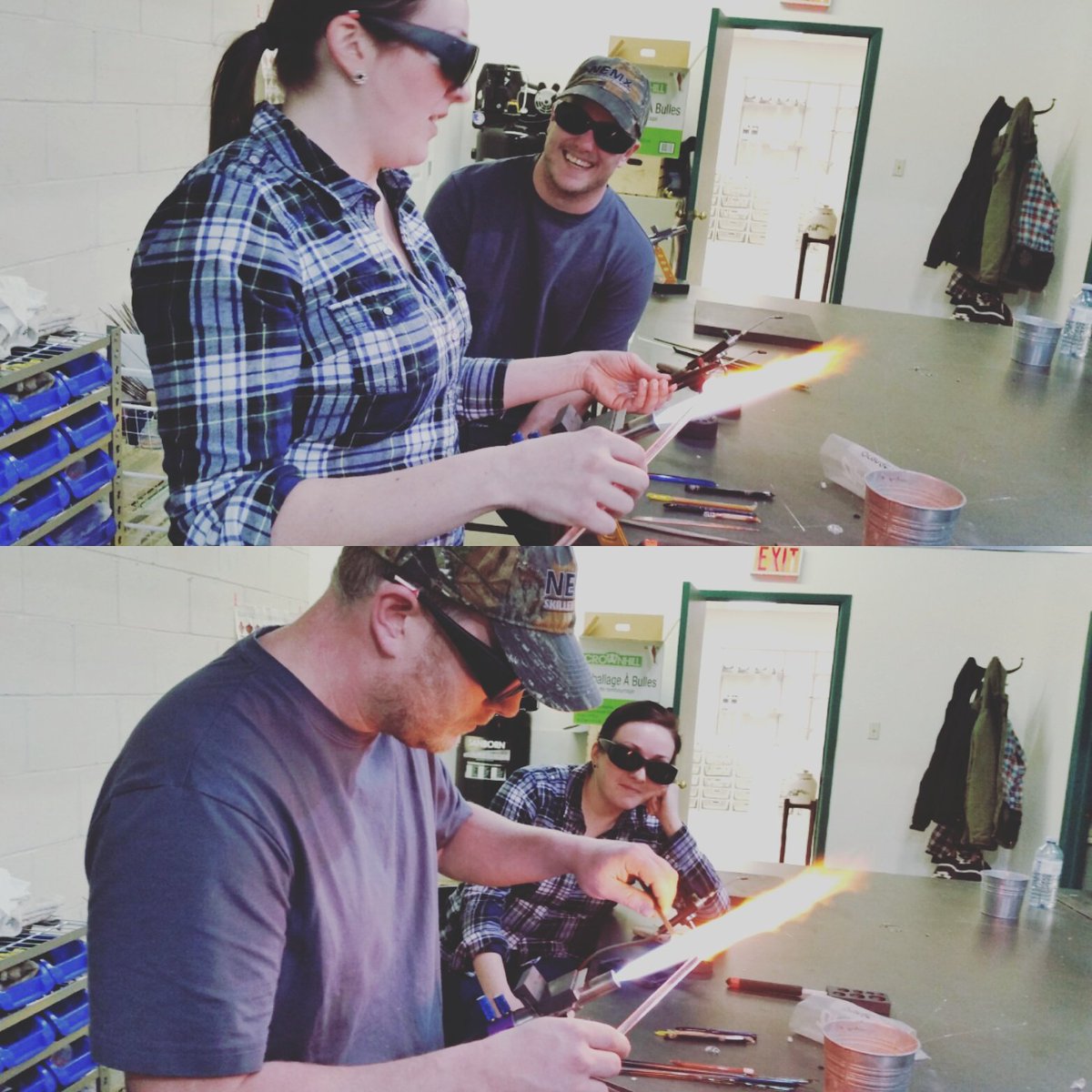 orangeglowglass's tweet photo. A lovely couple stopped by the studio for a marble making class @orangeglowglass #marble #marblemaking https://t.co/DqjceBJsuR
