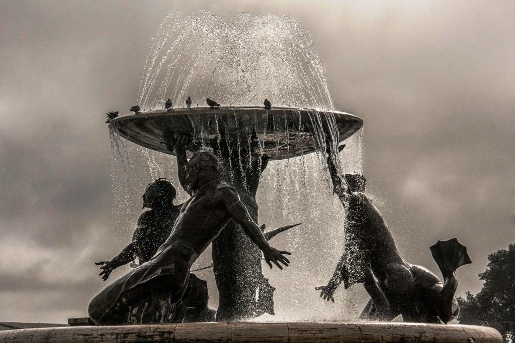VisitMalta's tweet photo. The Triton Fountain outside Valletta's City Gate looks great in this monochromatic shot by Gregory Iron. https://t.co/BdhZLxgHdt