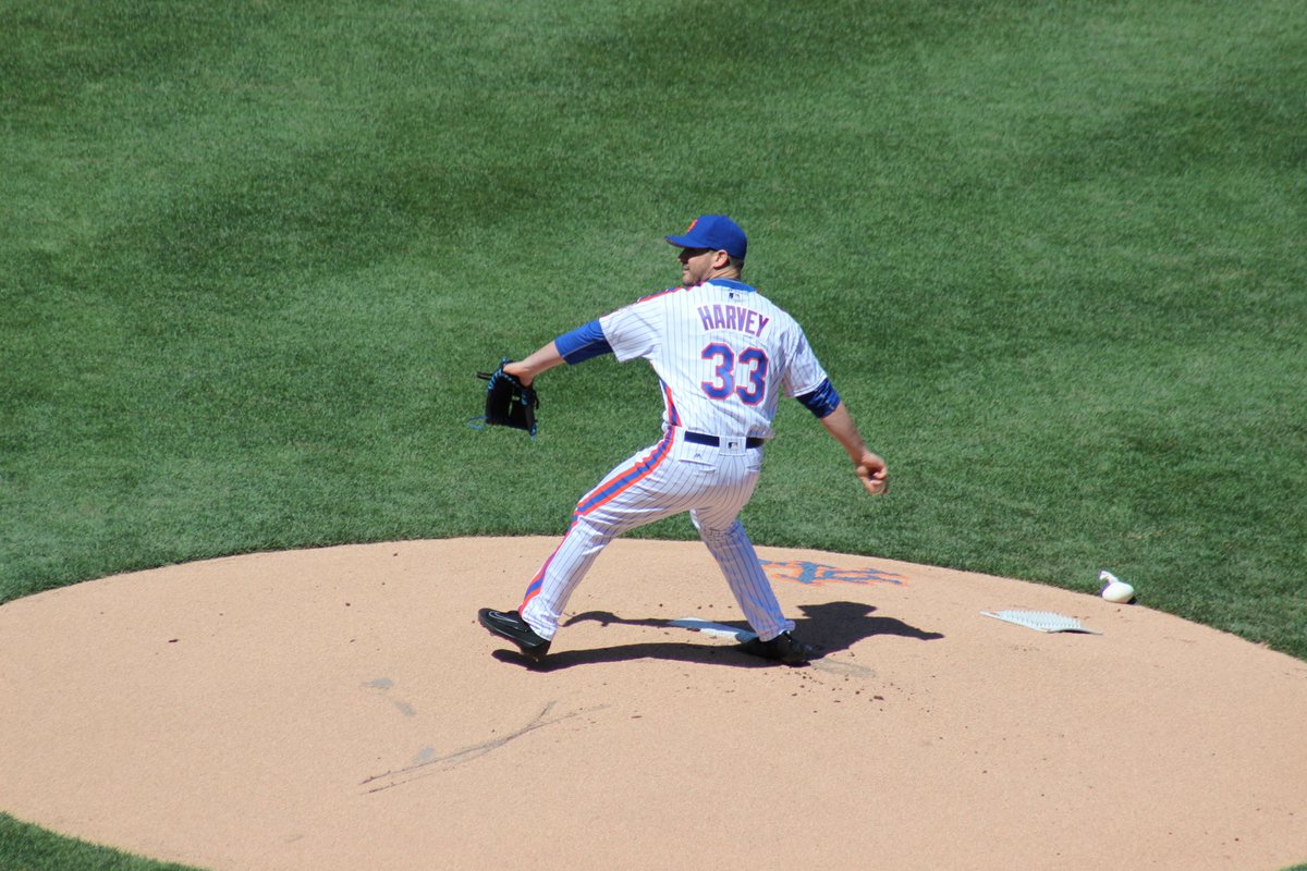 Mets's tweet photo. .@MattHarvey33 fires the first pitch and we are underway at @CitiField. #LGM #Mets https://t.co/YPMGzVdHvB