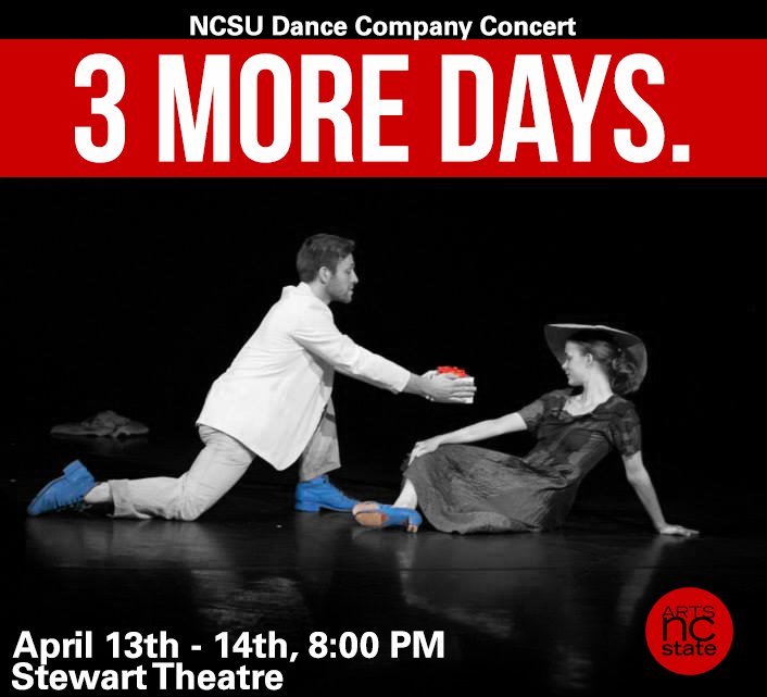 NCStateDance's tweet photo. The #NCSU #Dance Company Concert is only 3 days away! Enter our Facebook giveaway: https://t.co/4X82irqU6v #NCState https://t.co/VLOskhfsKz