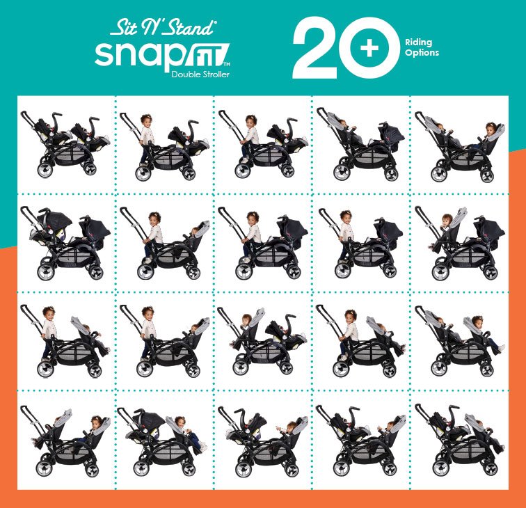 sit and stand snap fit double stroller