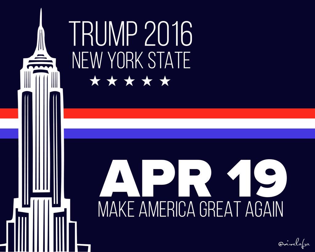 DanScavino's tweet photo. 10 MONTHS - it comes down to NEW YORK -- lets WIN NY BIG LEAGUE - and roll from here. History in making!
#Trump2016 https://t.co/kWOfgtE4lo