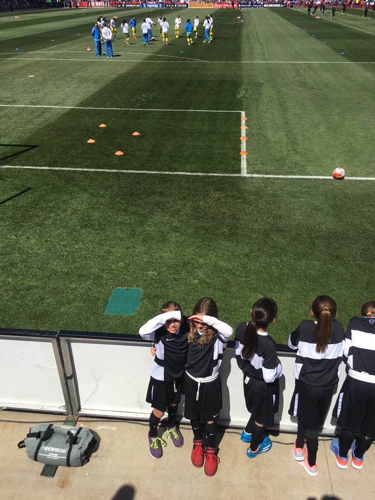 My daughter going out at the USWNT game v Colombia. Go USA