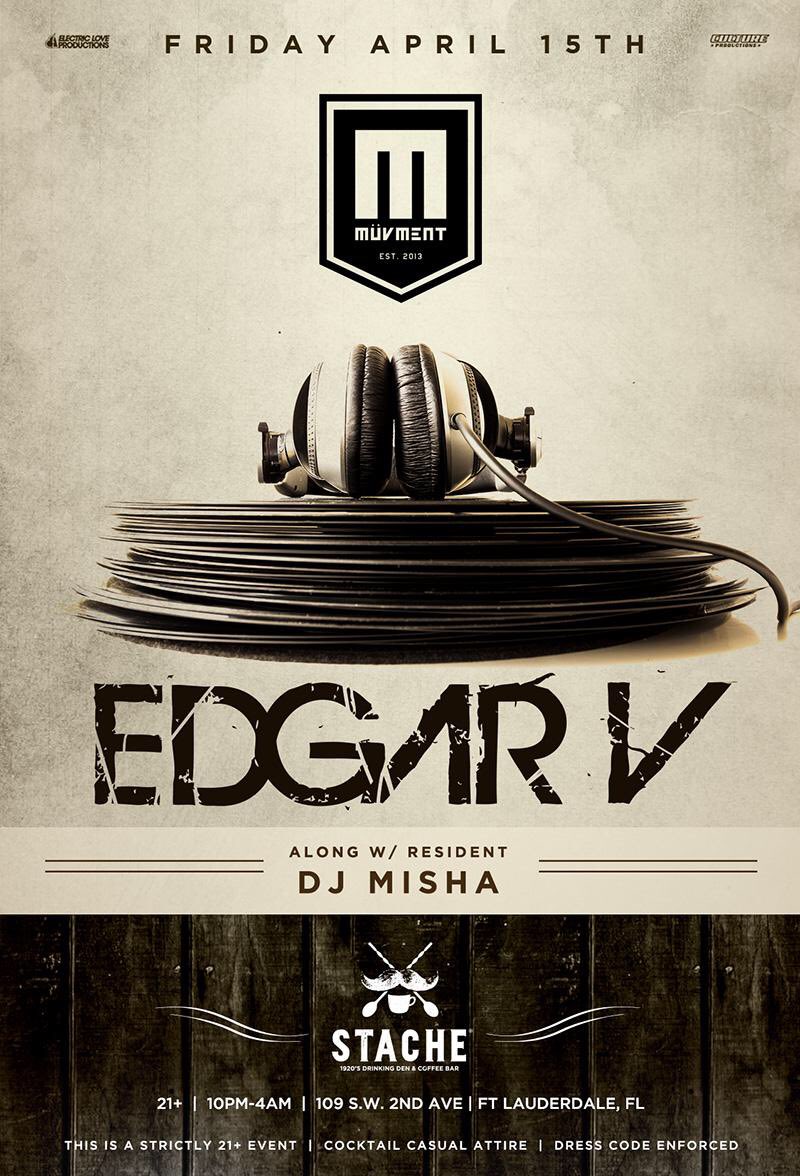 ElectricLoveLLC's tweet photo. Next weekend @stacheftl 💃💃💃@DjEdgarV #Muvment Fridays and @DjOscarG #StacheHouse Saturday https://t.co/L6HfuHhb4C