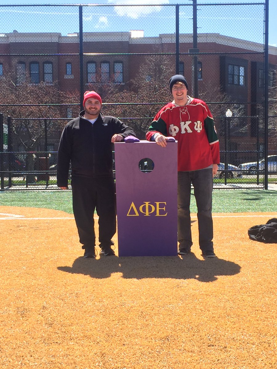 phipsiuic's tweet photo. Brother Kuntz and Brother Hizel took first in the Greek Week bags tournament yesterday! #UICGreekWeek #YellowTeam https://t.co/PsqoecjfuO