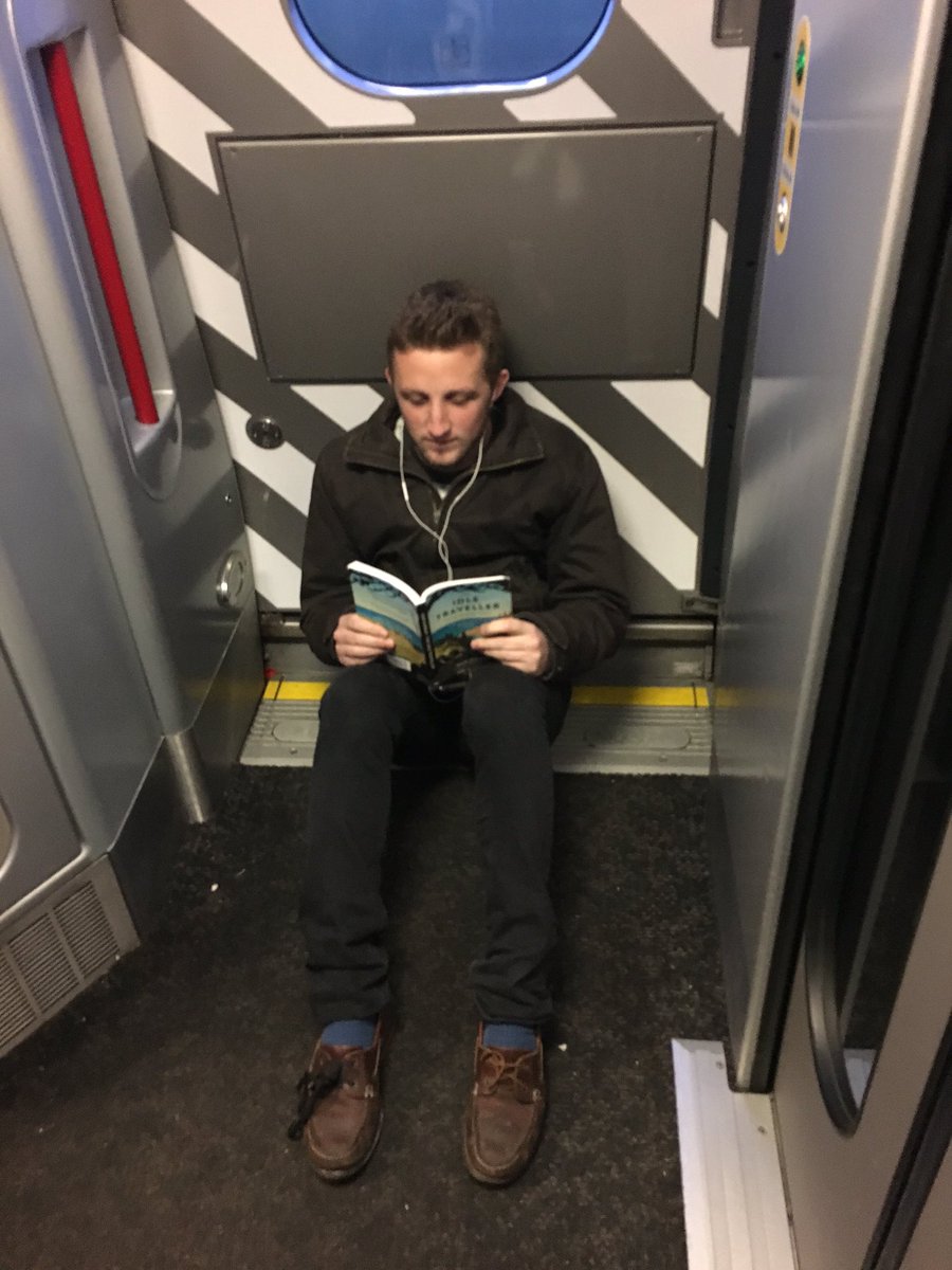 JoKidson's tweet photo. On the 19.46 from Stafford to Euston. £60 for a ticket &amp; we're sitting on the floor by the door.Nice @VirginTrains https://t.co/mCsJuDdsUo