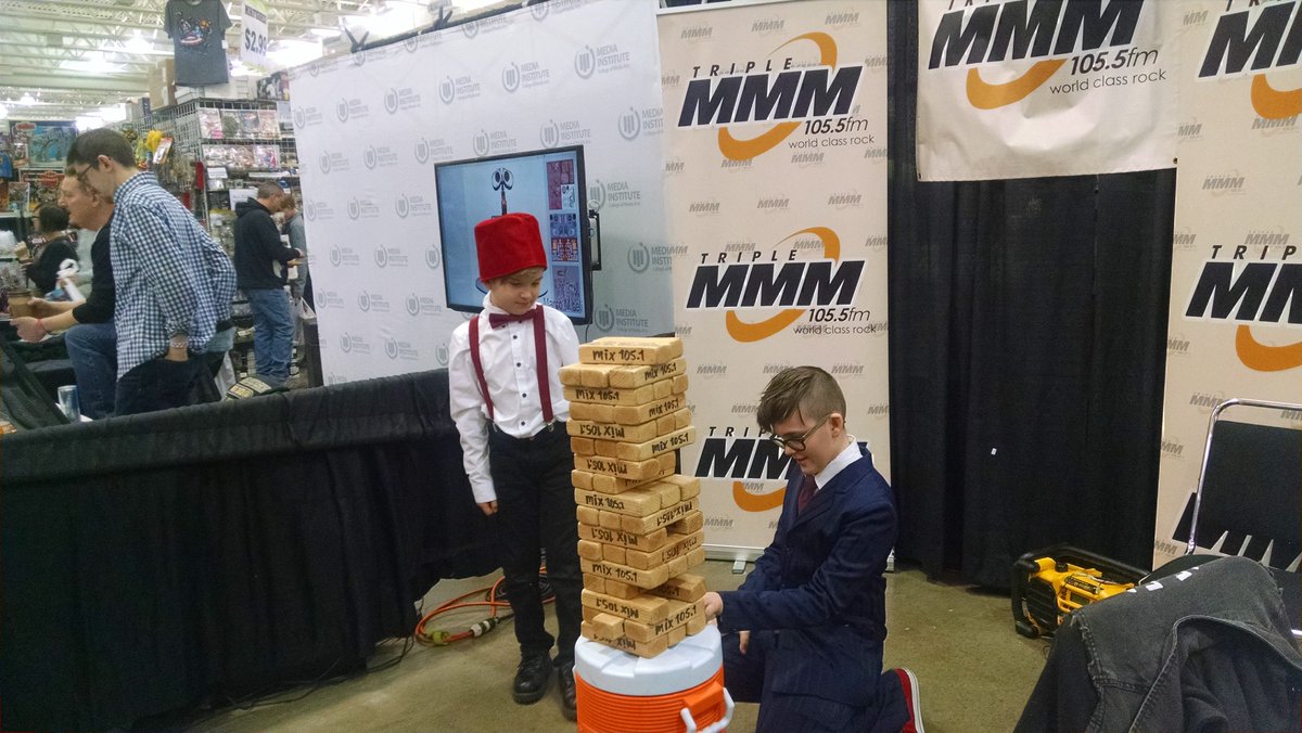 1055triplem's tweet photo. It's a Doctor Who face-off here at #MadisonComicCon! Who do you think will win??? https://t.co/nXgkphyLka