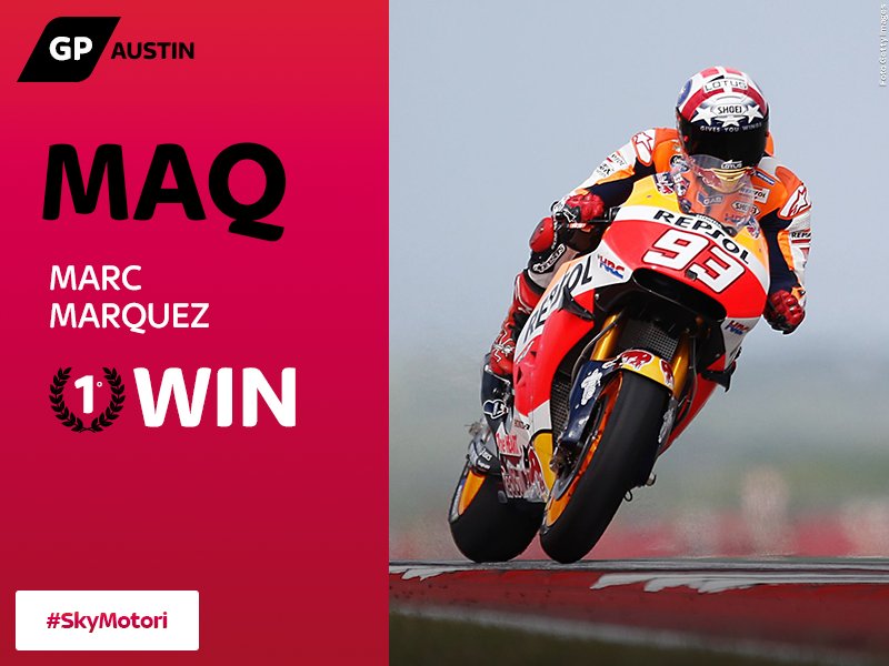 SkySportMotoGP's tweet photo. .@marcmarquez93 irraggiungibile ad Austin: grande vittoria nell’#AmericasGP #FastinTexas #SkyMotori https://t.co/FROoepFT9p