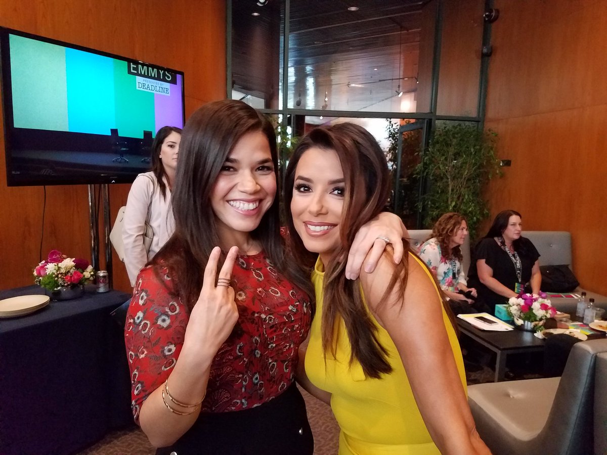 DeadlineDominic's tweet photo. Power players @AmericaFerrera &amp; @EvaLongoria at #TheContendersEmmys ...yep, the afternoon is going big time https://t.co/vAGBlPk5X0