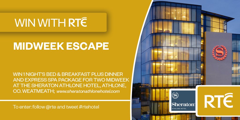 rte's tweet photo. Win 1 night's B+B with dinner for 2 and an express Spa Package @SheratonIreland. Follow @rte and tweet #rtehotel https://t.co/b0XnHewsyZ