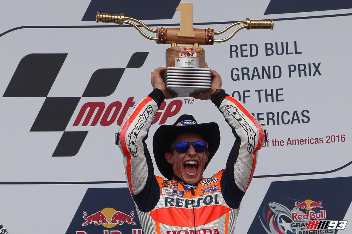 marcmarquez93's tweet photo. Cuarta victoria en Austin!! Gran trabajo en equipo!! 🇺🇸
Fourth win in Austin!!
Great teamwork!! #AmericasGP https://t.co/xPZJhnyeve