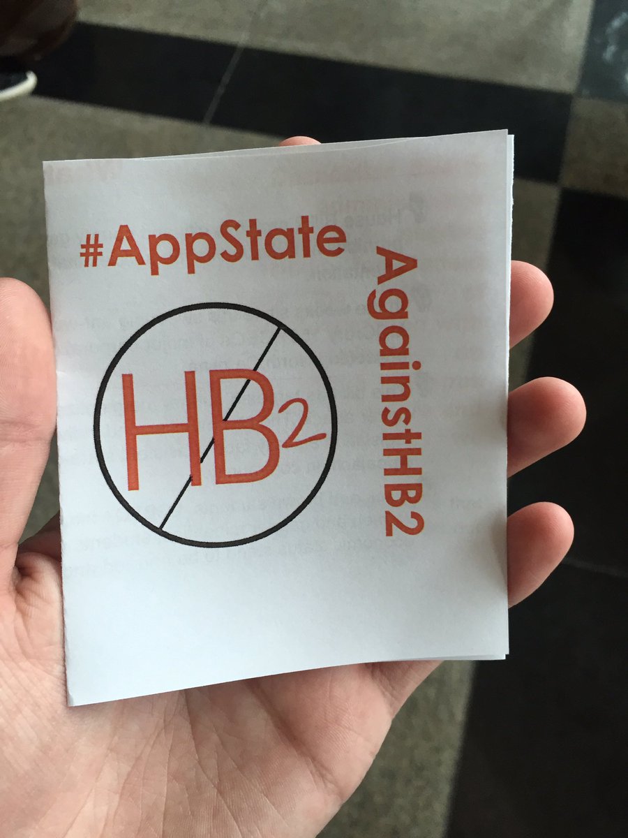 AppStudentPower's tweet photo. Check out the literature we're handing out at the event. Starts in a few minutes!!! #AppState #AppStateAgainstHB2 https://t.co/Oer1FNIYDg