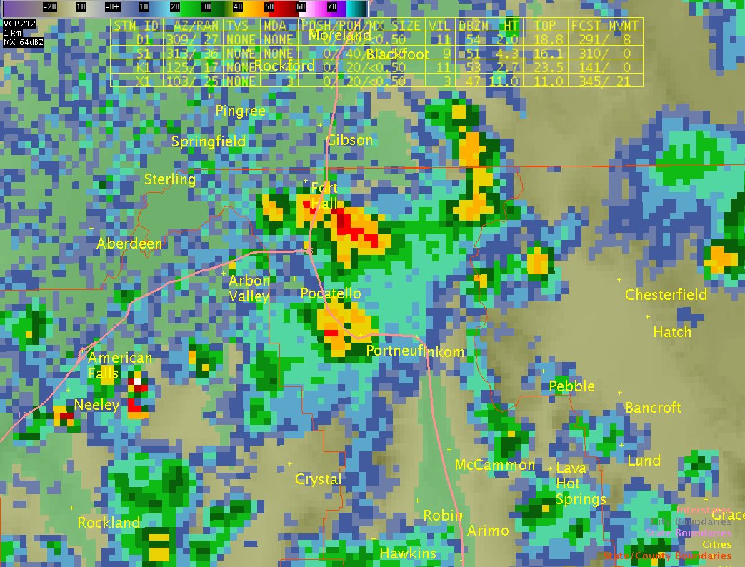 NWSPocatello's tweet image. Small #hail and heavy rain just east of #FortHall moving into Pocatello&apos;s East Bench until 345pm #idwx