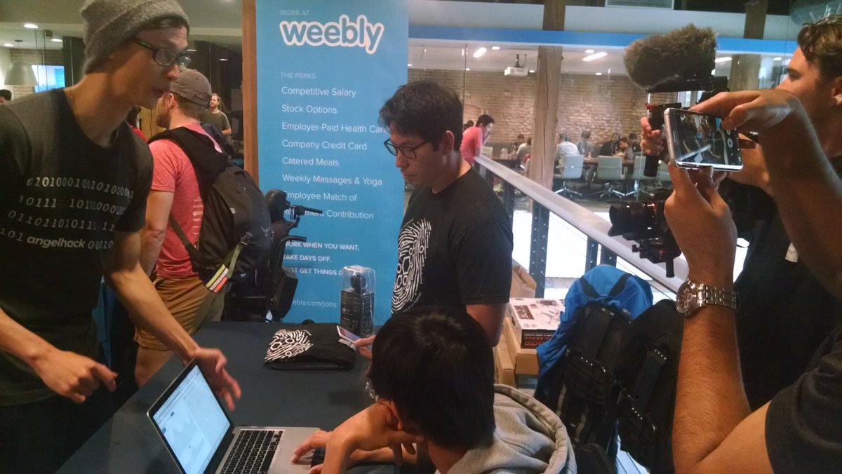 ChuaBernice's tweet photo. Now, our team is presenting our @AngelHack project to the @HPE judge Phong Van Vu. #AngelHackSF #AngelHackSF2016 https://t.co/tQbSJJTZyt