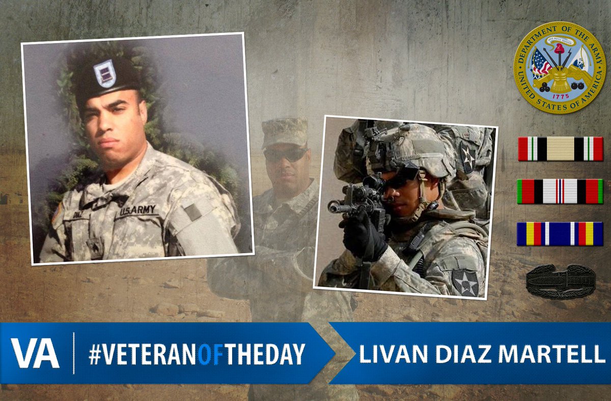DeptVetAffairs's tweet photo. #VeteranOfTheDay Livan Diaz Martell @USArmy 2000 - 2011. Petroleum lab specialist #OEF #OIF #SouthernWatch https://t.co/BaxNPyO8cQ