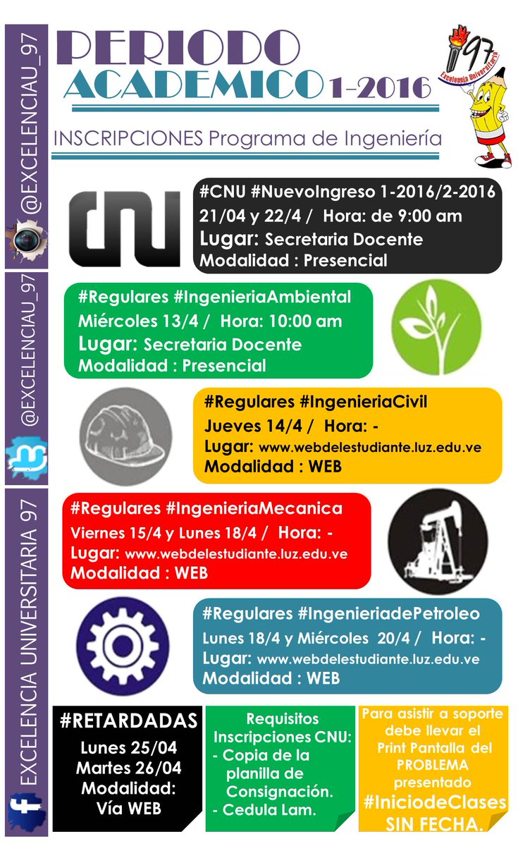 RicardoEspejo97's tweet photo. #PontePilas
#CronogramadeInscripcion
#1_2016_NucleoLUZCOL
#ProgramadeIngenieria CNU 1-2016 / 2-2016: 21/4 y 22/4 https://t.co/FpE9hnYyoh