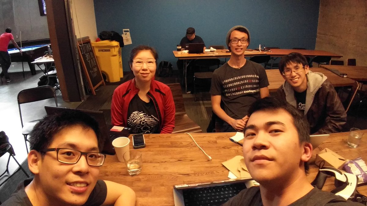 ChuaBernice's tweet photo. Our @AngelHack team: Michael Du, @GaryWong89, Jonathan Huang, Thomas Huang, &amp; me!! ^_^ #AngelHackSF #AngelHackSF2016 https://t.co/oV8348kFvR