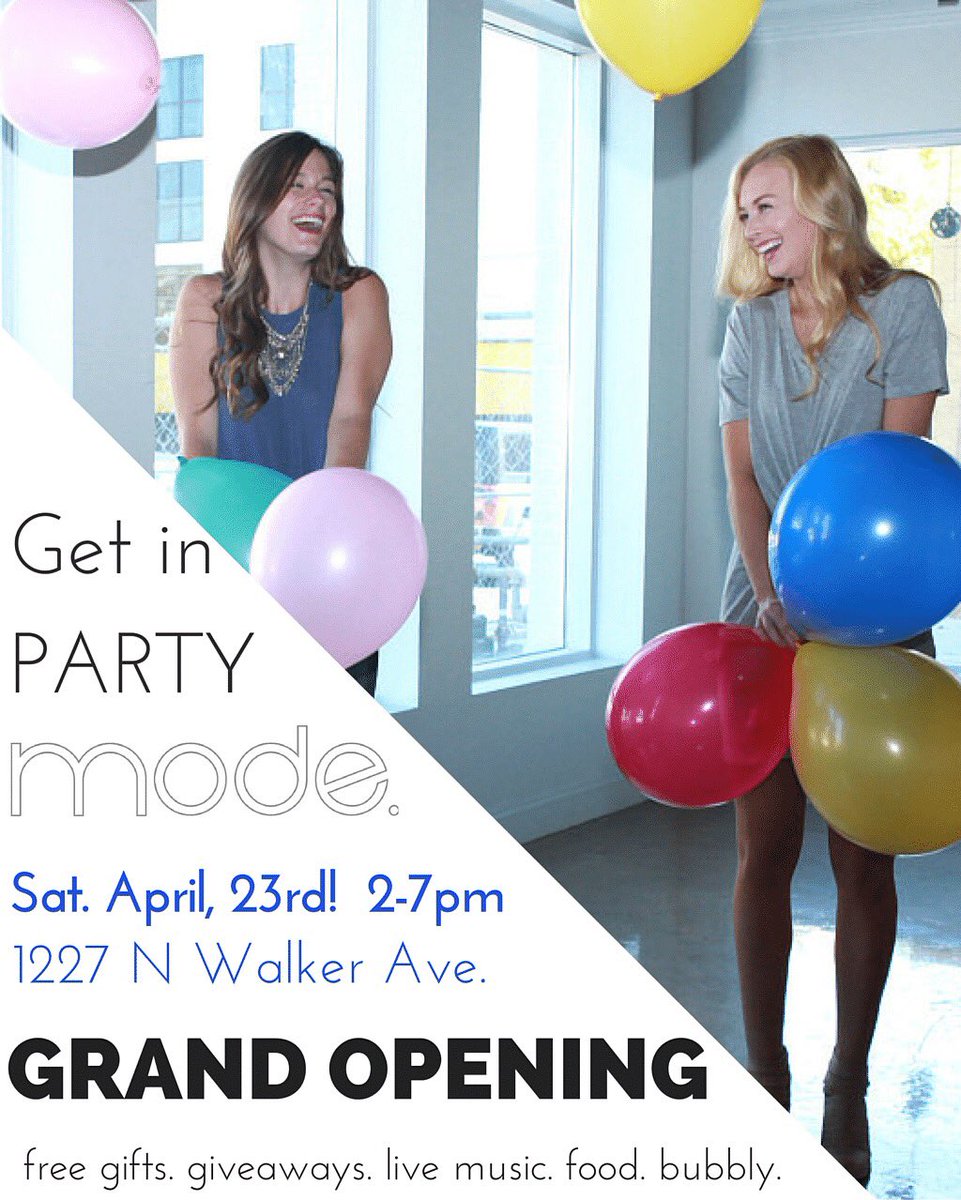 shopmodefashion's tweet photo. You're invited! GRAND OPENING April 23rd from 2-7! #grandopening #letsparty #midtownokc #shopmode https://t.co/wNaJb0ezHH