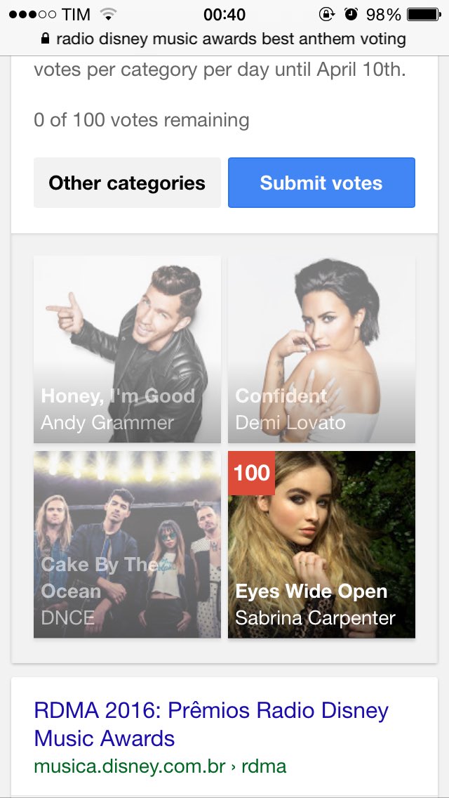 sabrinasemails's tweet photo. easy way to vote for sabrina I vote for #SabrinaCarpenter “Eyes Wide Open” #ThatsMyJam @radiodisney https://t.co/heNZYQewgn